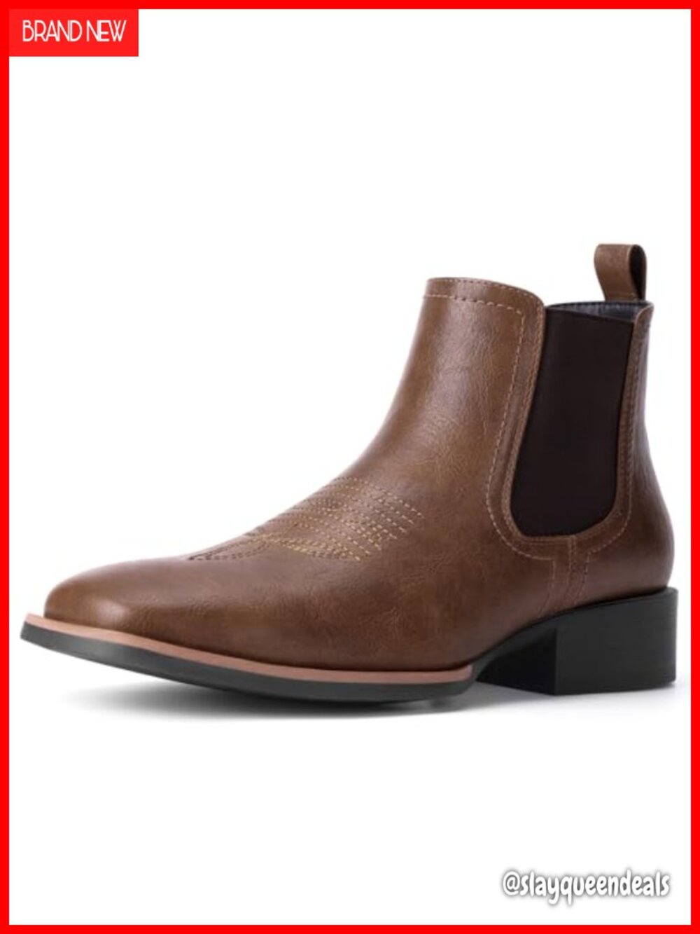 Square Toe Chelsea Boots for Men - Retro Western Ankle Boots with Elastic